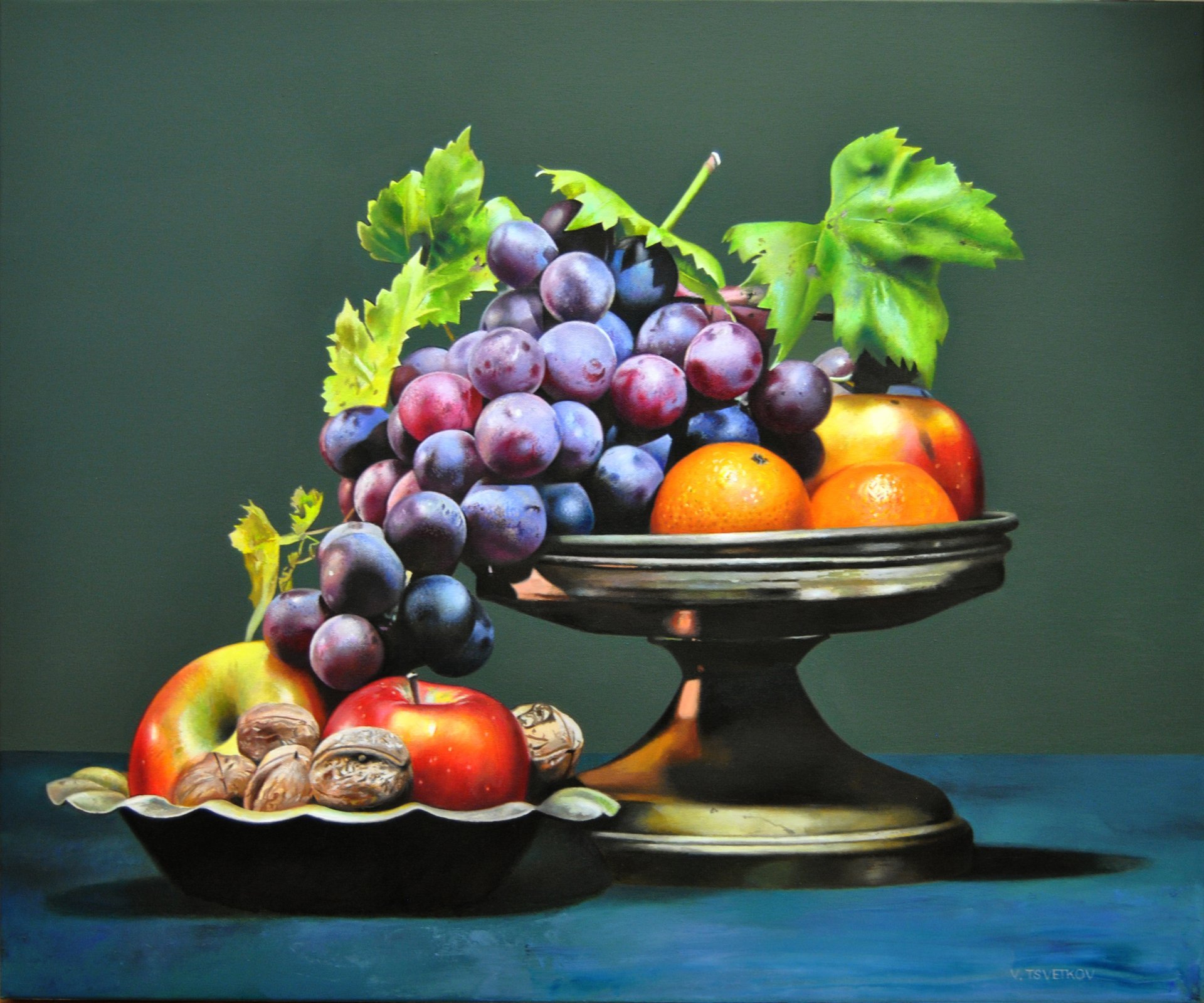 Vibrant Fruit Still Life Painting Drawing Valeri Tsvetkov