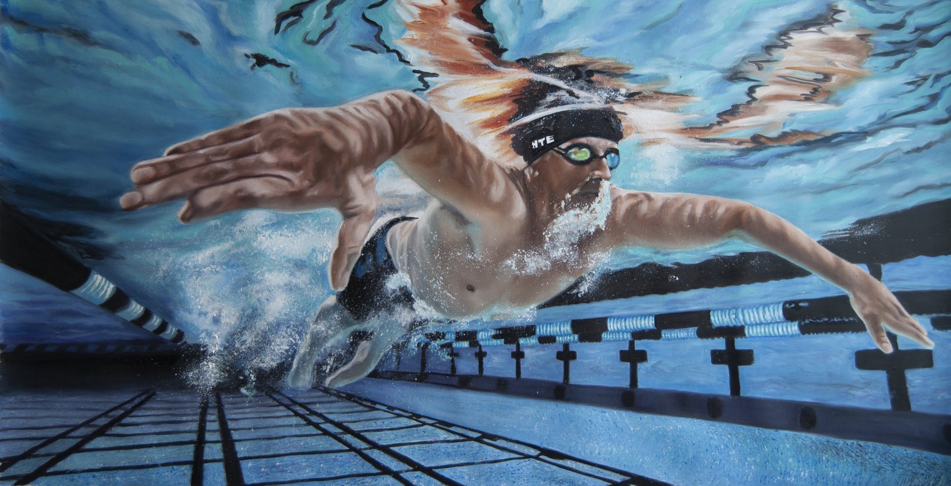 Бассейн семейный нудизм Картина «Глубоко в синеве: безмятежность бассейна», Simona Tsvetkova