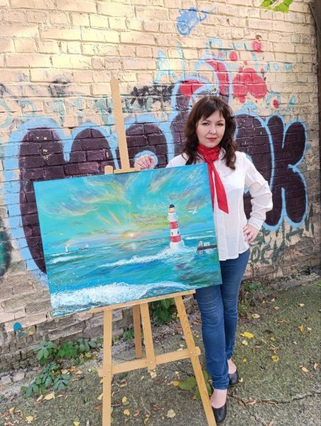 Additional view 1: Contemporary Art Marine Art Painting Freedom. Lighthouses of hope by painter Yuliia Azowska acrylic canvas 