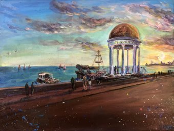 Painting "Sea memories" by painter Yuliia Azowska acrylic canvas at Jose Art Gallery