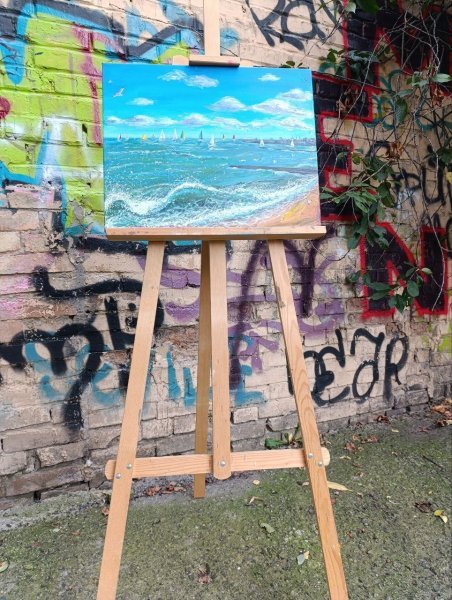 Additional view 3: Impressionism Marine Art Painting Sea, I will be back! by painter Yuliia Azowska acrylic canvas 