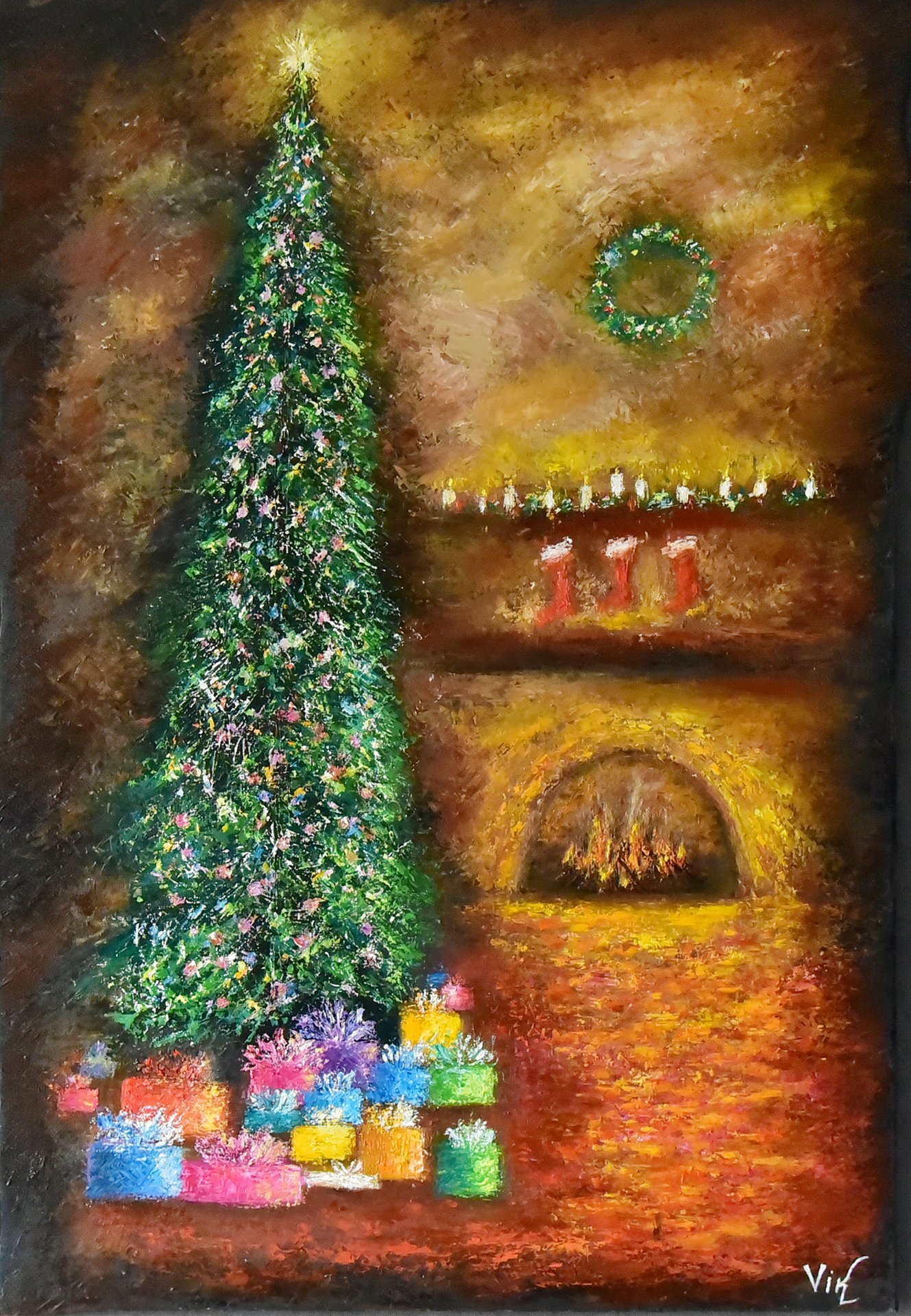 DIY Sapin de Noël peint avec des rouleaux