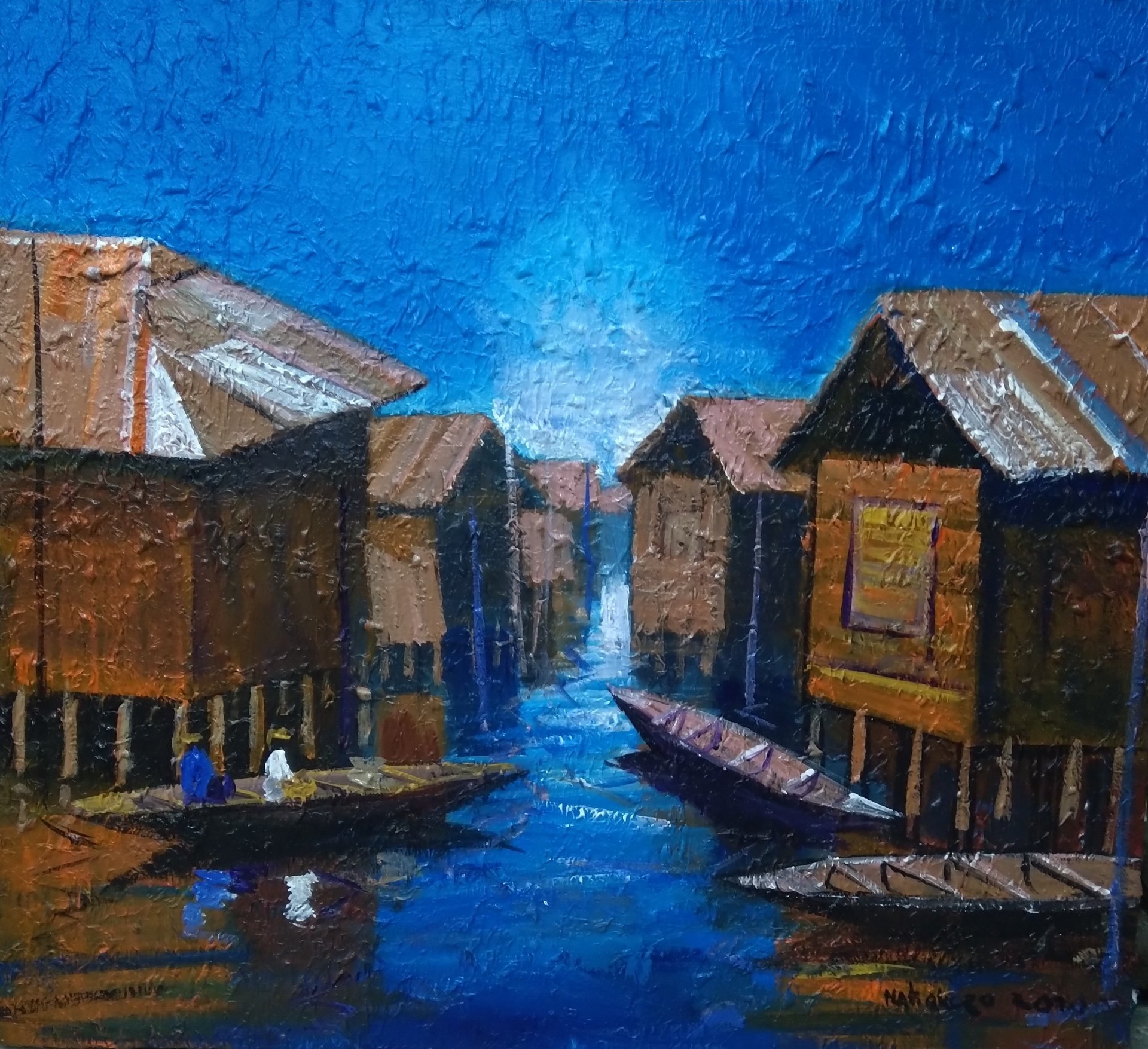village-aquatique-peinture-de-nat-okoro-jose-art-gallery