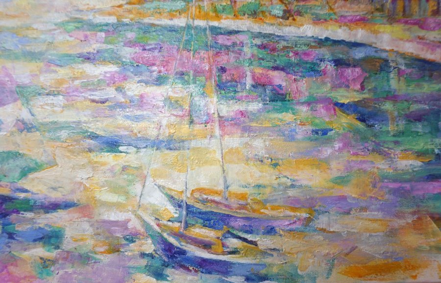 Additional view 1: Impressionism Marine Art Painting On the Mediterranean Sea by painter ruslan pushkash oil canvas 