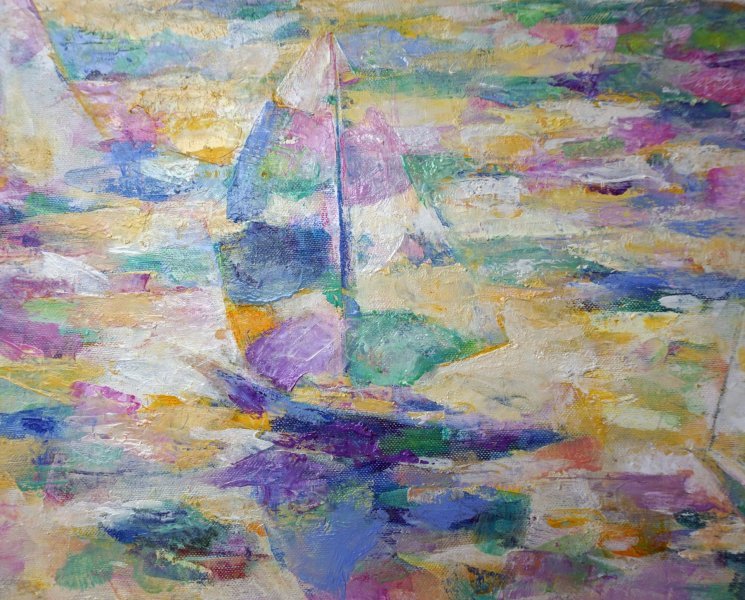 Additional view 2: Impressionism Marine Art Painting On the Mediterranean Sea by painter ruslan pushkash oil canvas 