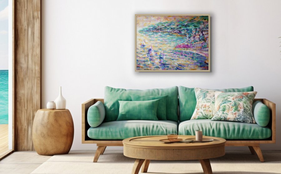 Additional view 5: Impressionism Marine Art Painting On the Mediterranean Sea by painter ruslan pushkash oil canvas 