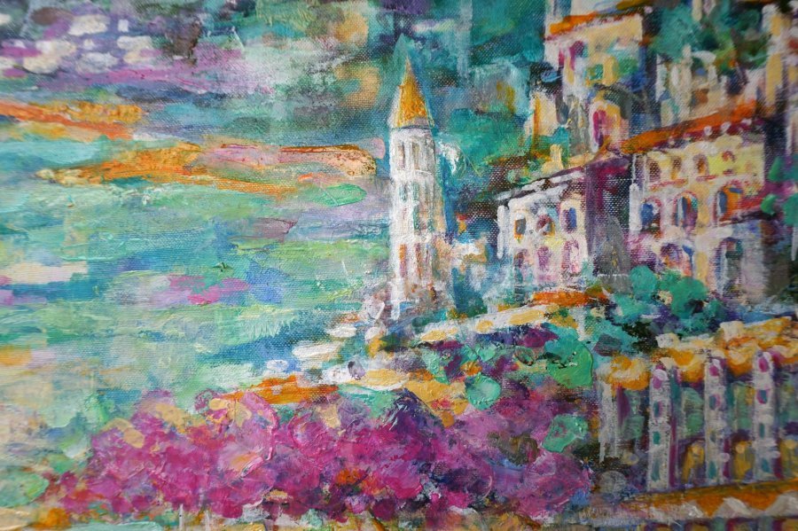 Additional view 7: Impressionism Marine Art Painting On the Mediterranean Sea by painter ruslan pushkash oil canvas 