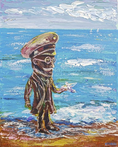 Conceptual Marine Art Painting Nielsen. Sea mood by painter Yuliia Azowska acrylic canvas 