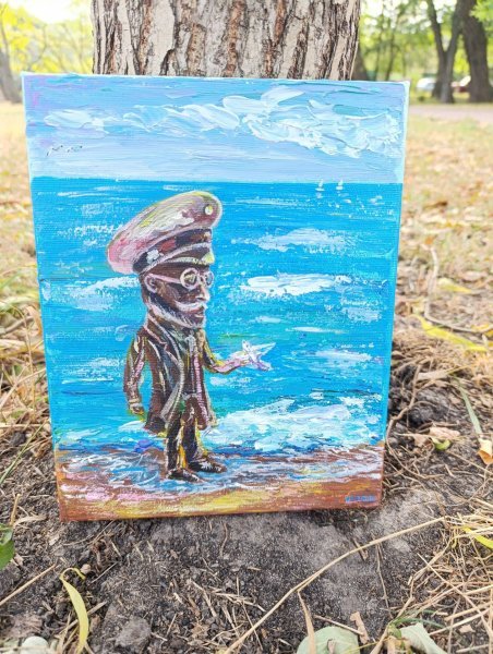 Additional view 1: Conceptual Marine Art Painting Nielsen. Sea mood by painter Yuliia Azowska acrylic canvas 