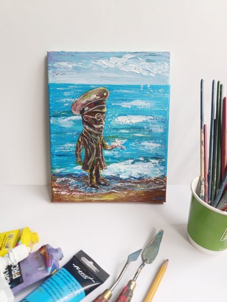 Additional view 3: Conceptual Marine Art Painting Nielsen. Sea mood by painter Yuliia Azowska acrylic canvas 