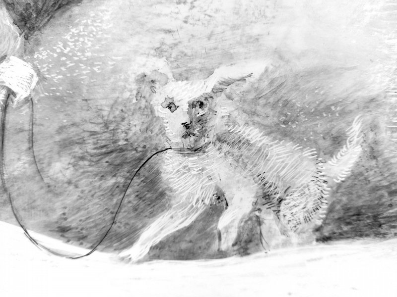 Additional view 5: Fine Art Landscape Drawing Walk with the dogs by illustrator Lana Korolievskaia drawing ink paper 