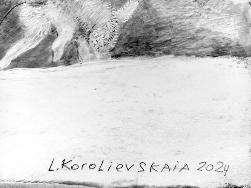 Additional view 6: Fine Art Landscape Drawing Walk with the dogs by illustrator Lana Korolievskaia drawing ink paper 
