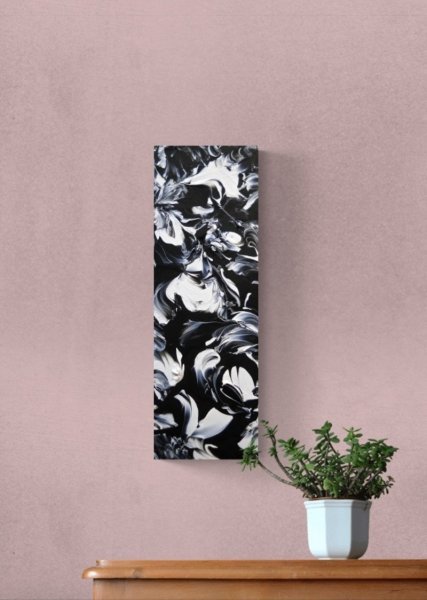 Additional view 1: Abstract Interior Painting The Embrace/Shadows and Chimeras by painter Vinet-Larente acrylic canvas 