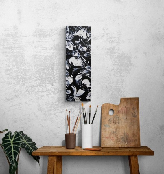 Additional view 2: Abstract Interior Painting The Embrace/Shadows and Chimeras by painter Vinet-Larente acrylic canvas 