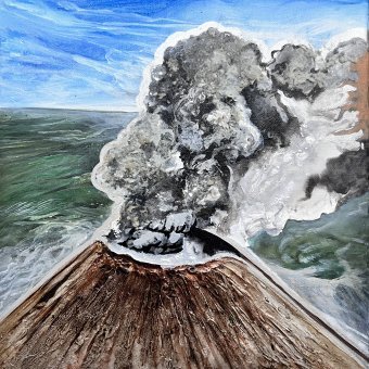 Живопись "Карымский вулкан (Камчатка)", живописец Ольга Серебрянская смешанная техника холст в Jose Art Gallery