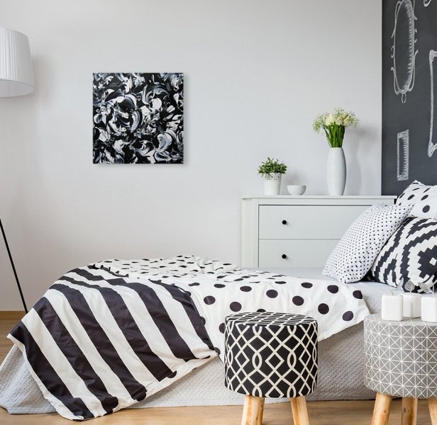 Additional view 1: Abstract Interior Painting Winter garden by painter Vinet-Larente acrylic canvas 