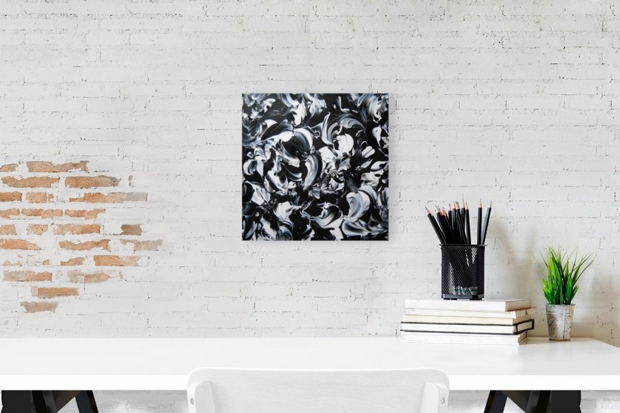 Additional view 3: Abstract Interior Painting Winter garden by painter Vinet-Larente acrylic canvas 