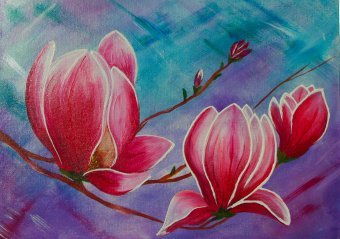 Pintura "Magnolia", pintor Iryna Bila técnica mixta cartulina en Jose Art Gallery