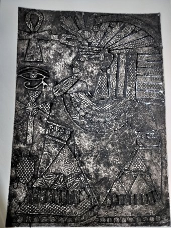 Painting "Secrets of Egypt: Cultural Textures" by painter Zainab Banglore ink paper at Jose Art Gallery