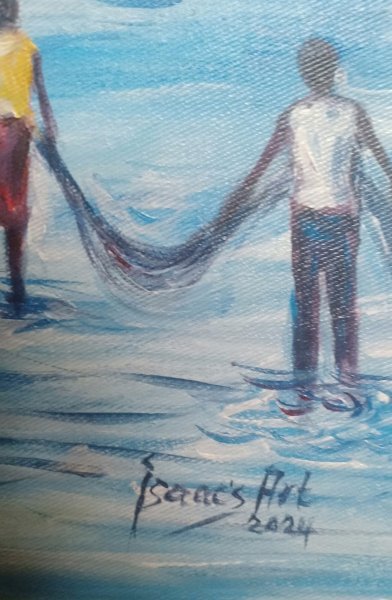 Additional view 3: Impressionism Marine Art Painting Boat of Dreams by painter Isaac Opoku Badu acrylic canvas 