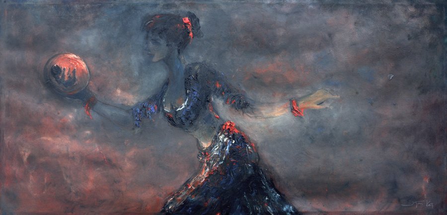 Expressionism Mythological Painting Empowered Mothers by painter LITON KAR oil canvas 