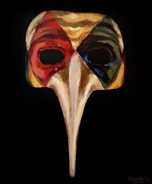 Minimalisme Portrait Peinture "Zanni" peintre Nicole Vishnevetska huile toile 