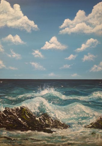 Painting "Waves of freedom" by painter RishkevychArt acrylic cardboard at Jose Art Gallery