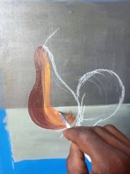 Additional view 1: Fine Art Still-Life Painting Ripe Pear: Essence of Healthy Living by painter Isaac Opoku Badu acrylic canvas 