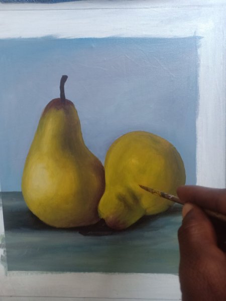 Additional view 3: Fine Art Still-Life Painting Ripe Pear: Essence of Healthy Living by painter Isaac Opoku Badu acrylic canvas 