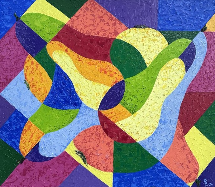 Кубизм Интерьер Живопись "Груши №5: Кубистический лаюиринт" живописец Людмила Рябкова масло холст 