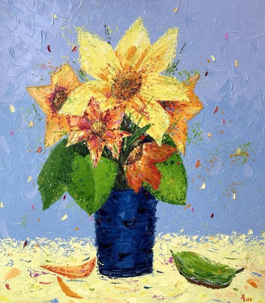 Импрессионизм Цветочный Живопись "Желтые цветы" живописец Людмила Рябкова масло холст 