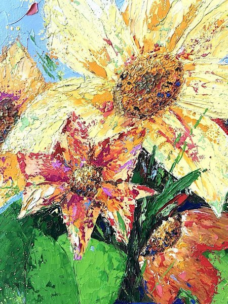 Дополнительное изображение 1: Импрессионизм Цветочный Живопись "Желтые цветы" живописец Людмила Рябкова масло холст 