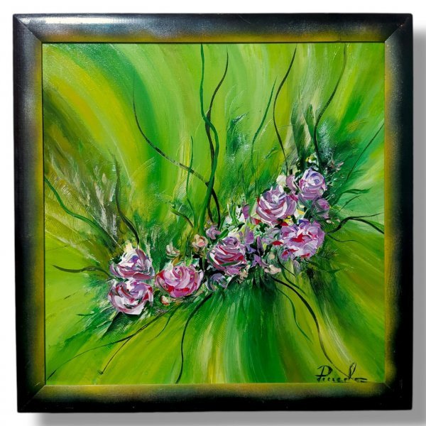 Flowers Green Impression Painting by RishkevychArt