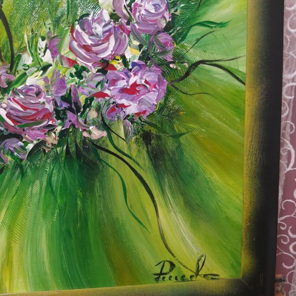 Flowers Green Impression Painting by RishkevychArt