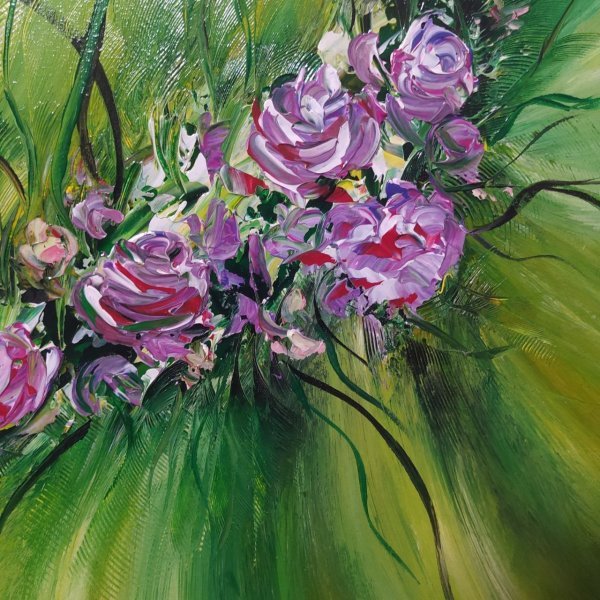 Flowers Green Impression Painting by RishkevychArt