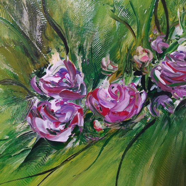 Flowers Green Impression Painting by RishkevychArt
