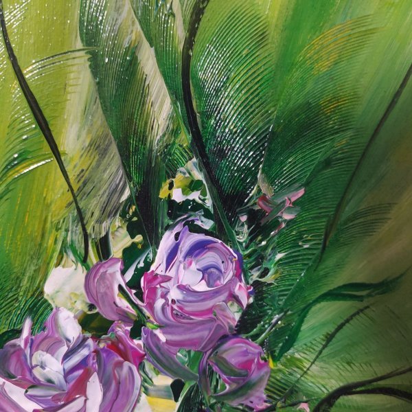 Flowers Green Impression Painting by RishkevychArt