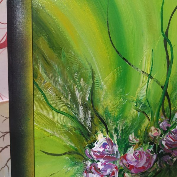 Flowers Green Impression Painting by RishkevychArt