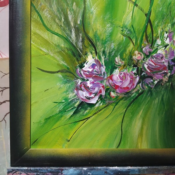 Flowers Green Impression Painting by RishkevychArt