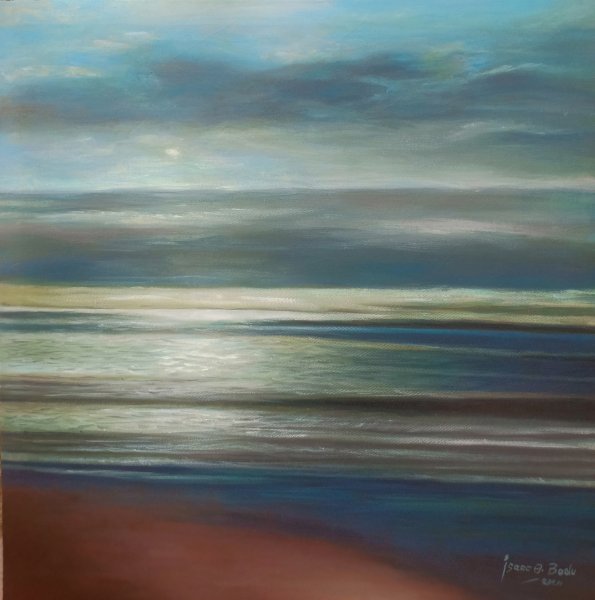 Fine Art Marine Art Painting Stairway to Heaven by painter Isaac Opoku Badu acrylic canvas 