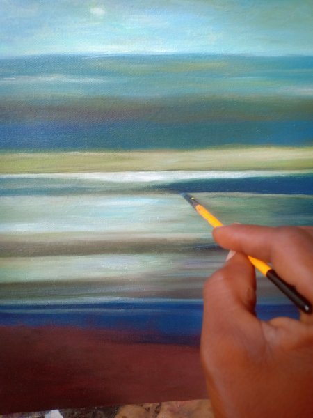 Additional view 2: Fine Art Marine Art Painting Stairway to Heaven by painter Isaac Opoku Badu acrylic canvas 