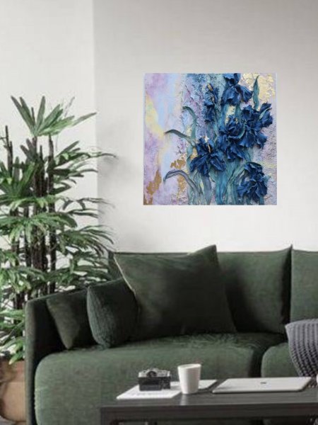 Додаткове зображення 1: Абстракція Портрет Скульптура "Синя Магія Ірисів: Гармонія Квітів", скульптор Olga Markova Глина 