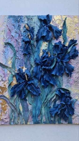 Додаткове зображення 2: Абстракція Портрет Скульптура "Синя Магія Ірисів: Гармонія Квітів", скульптор Olga Markova Глина 