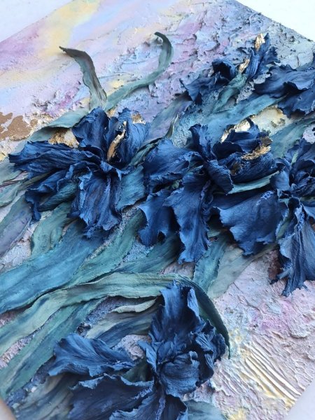 Додаткове зображення 3: Абстракція Портрет Скульптура "Синя Магія Ірисів: Гармонія Квітів", скульптор Olga Markova Глина 