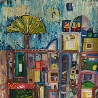 Painting "Old Tree" by painter Mahmoud Elmardi acrylic canvas at Jose Art Gallery