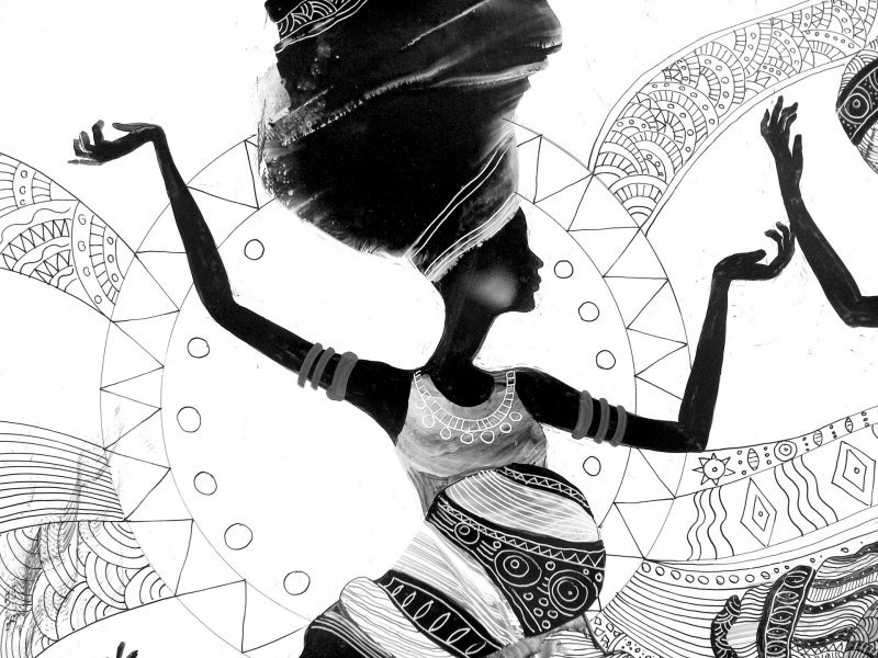 Zusätzliches Bild 1: Figurative Kunst Lebensgenre Graphik "Vier Grazien", illustrator Lana Korolievskaia Tinte Papier 