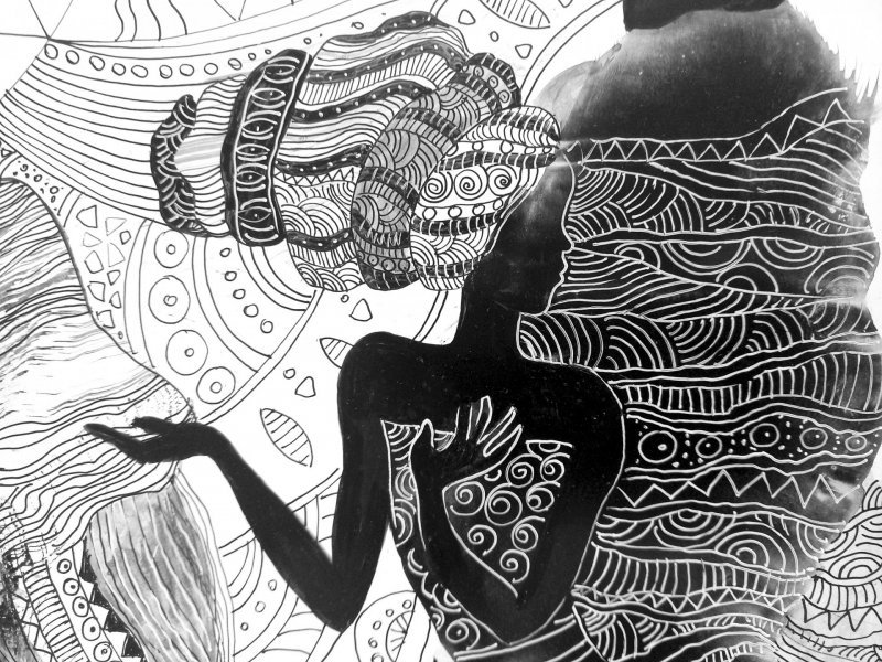 Zusätzliches Bild 3: Figurative Kunst Lebensgenre Graphik "Vier Grazien", illustrator Lana Korolievskaia Tinte Papier 