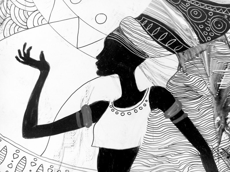 Zusätzliches Bild 4: Figurative Kunst Lebensgenre Graphik "Vier Grazien", illustrator Lana Korolievskaia Tinte Papier 