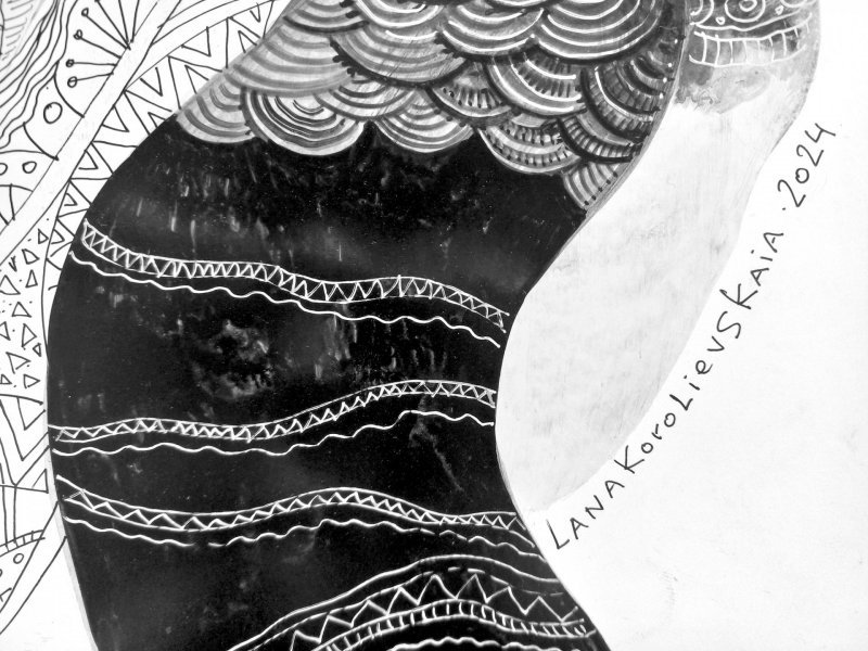 Zusätzliches Bild 6: Figurative Kunst Lebensgenre Graphik "Vier Grazien", illustrator Lana Korolievskaia Tinte Papier 