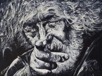 Painting "Suffering and Solitude: A Homeless Portrait" by painter Zehra Atici oil canvas at Jose Art Gallery